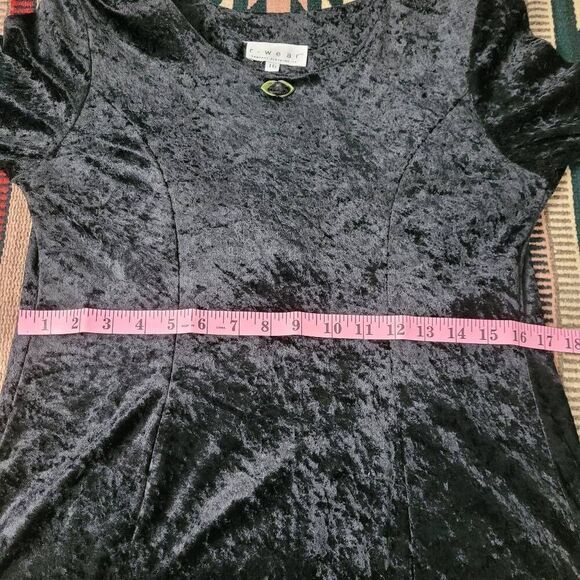 Vtg R-Wear Rampage Black Crushed Velvet Dress Sz M Gothic Dark Romantic Vampire - Picture 7 of 8